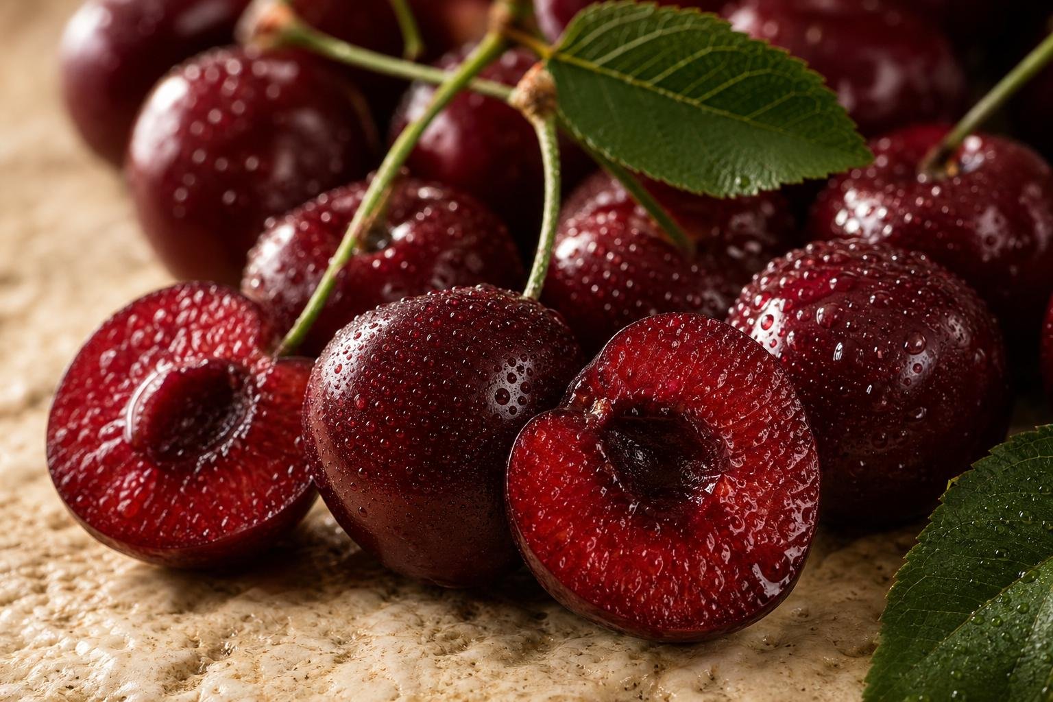 Fresh red tart cherries