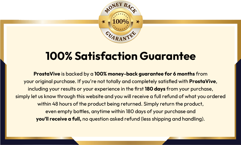 ProstaVive 180 day money back guarantee